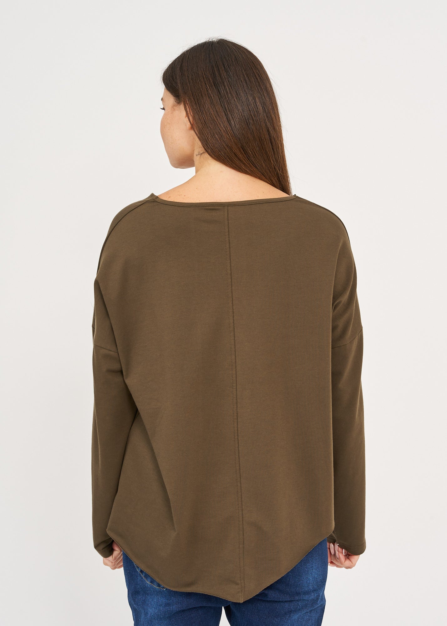 Brown long sleeve triangle collar shirt