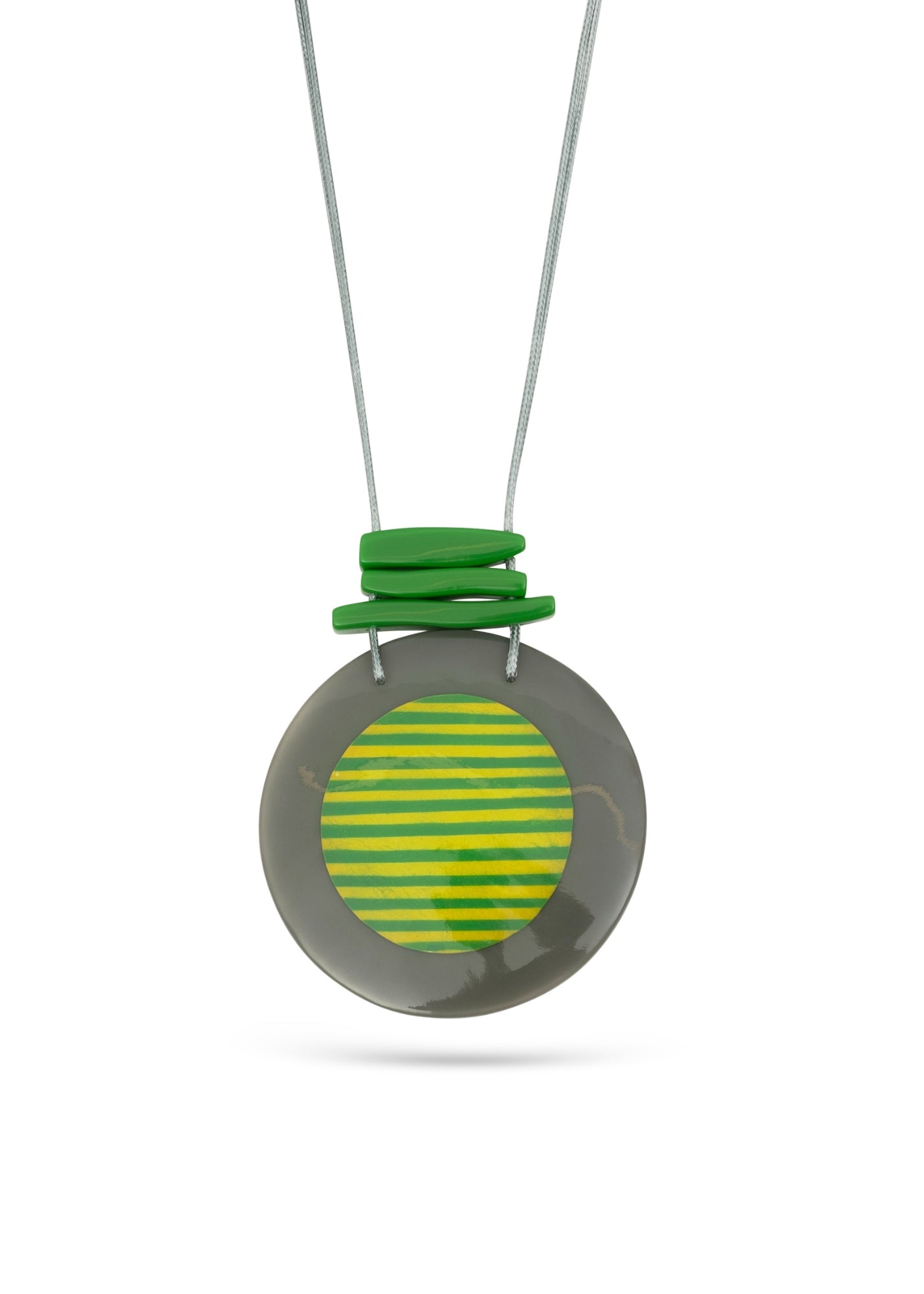 Green striped resin handmade necklace