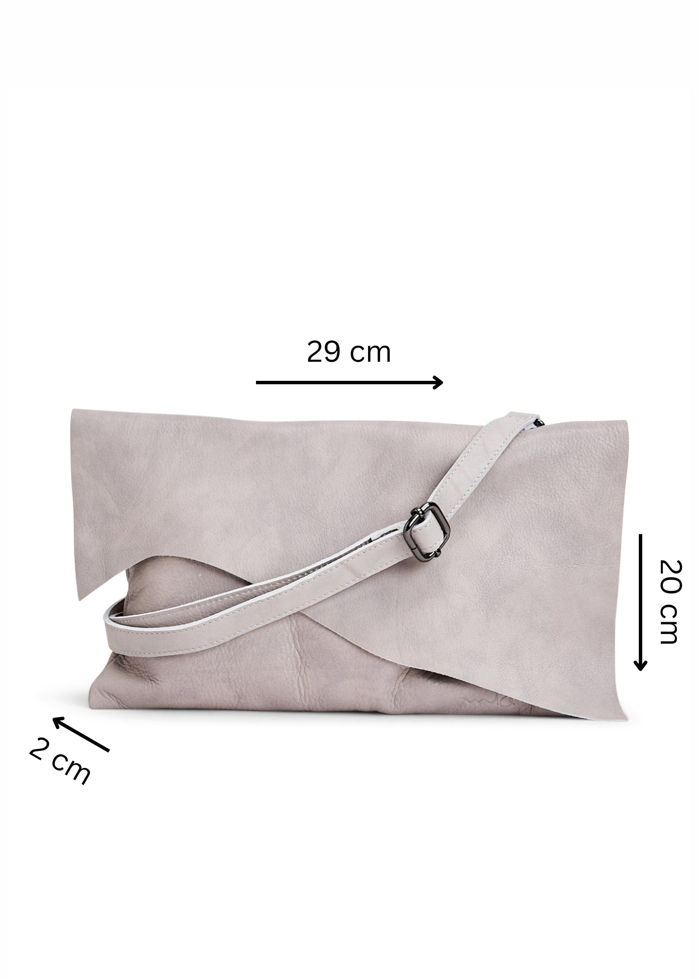 Rectangular leather evening bag with asymmetric stone flap