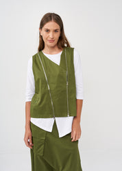 A green two-zip vest