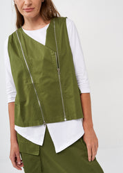 A green two-zip vest