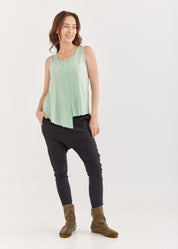 Asymmetric tank top stripe in the middle green