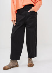 Wide leg pants straight pockets black