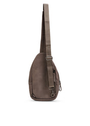 Gray diagonal back leather bag