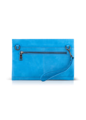 Light blue magnetized klapa evening bag