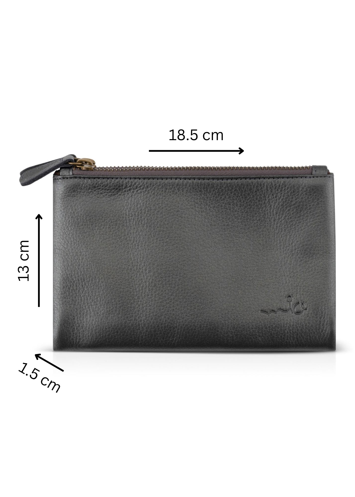 Leather wallet external zippers + silver magnet