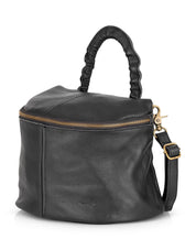 Small leather bag with a handle with black shrinks