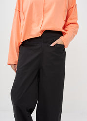 Wide leg pants straight pockets black