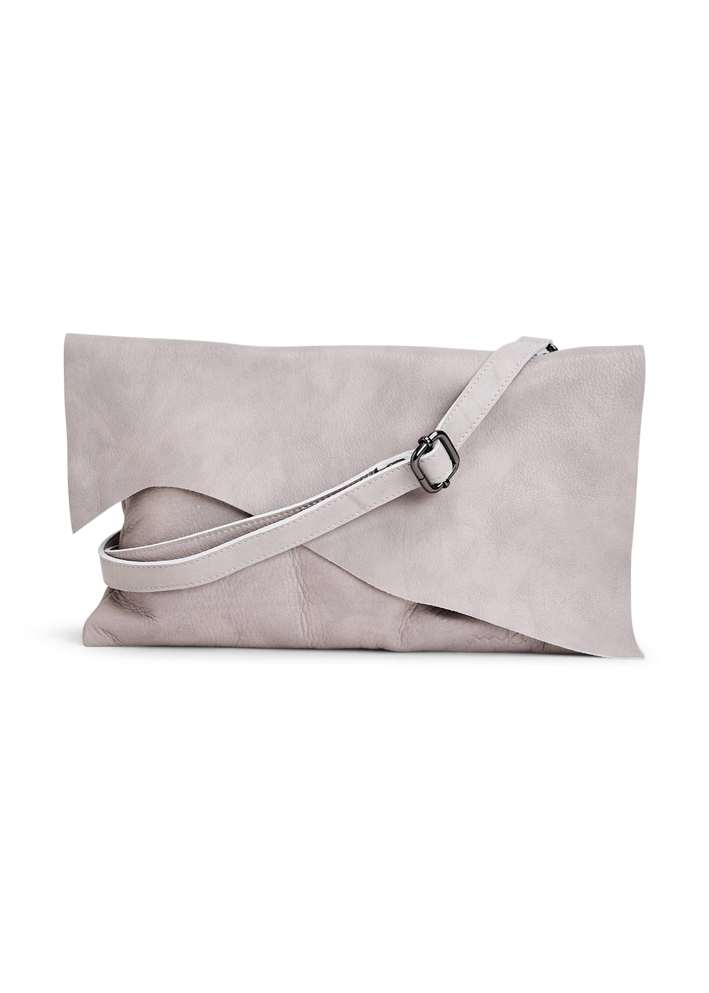 Rectangular leather evening bag with asymmetric stone flap