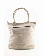 Large side leather bag 3 lateral seams light gray