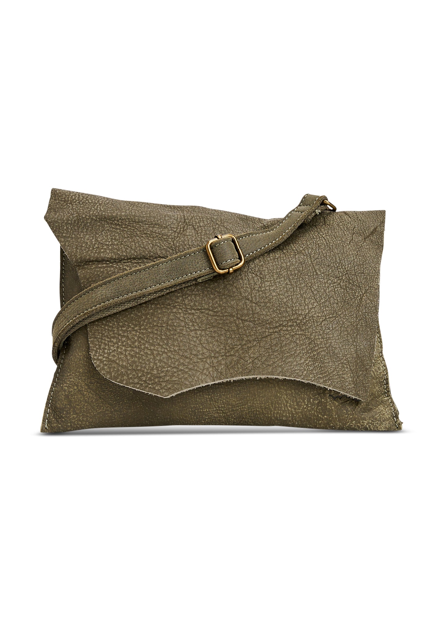 Dark green medium cut leather clutch bag