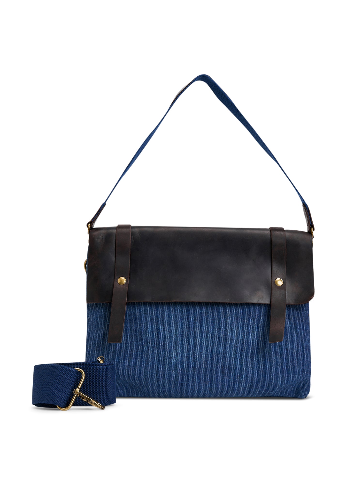 Medium bag canvas leather peel + 2 blue nets