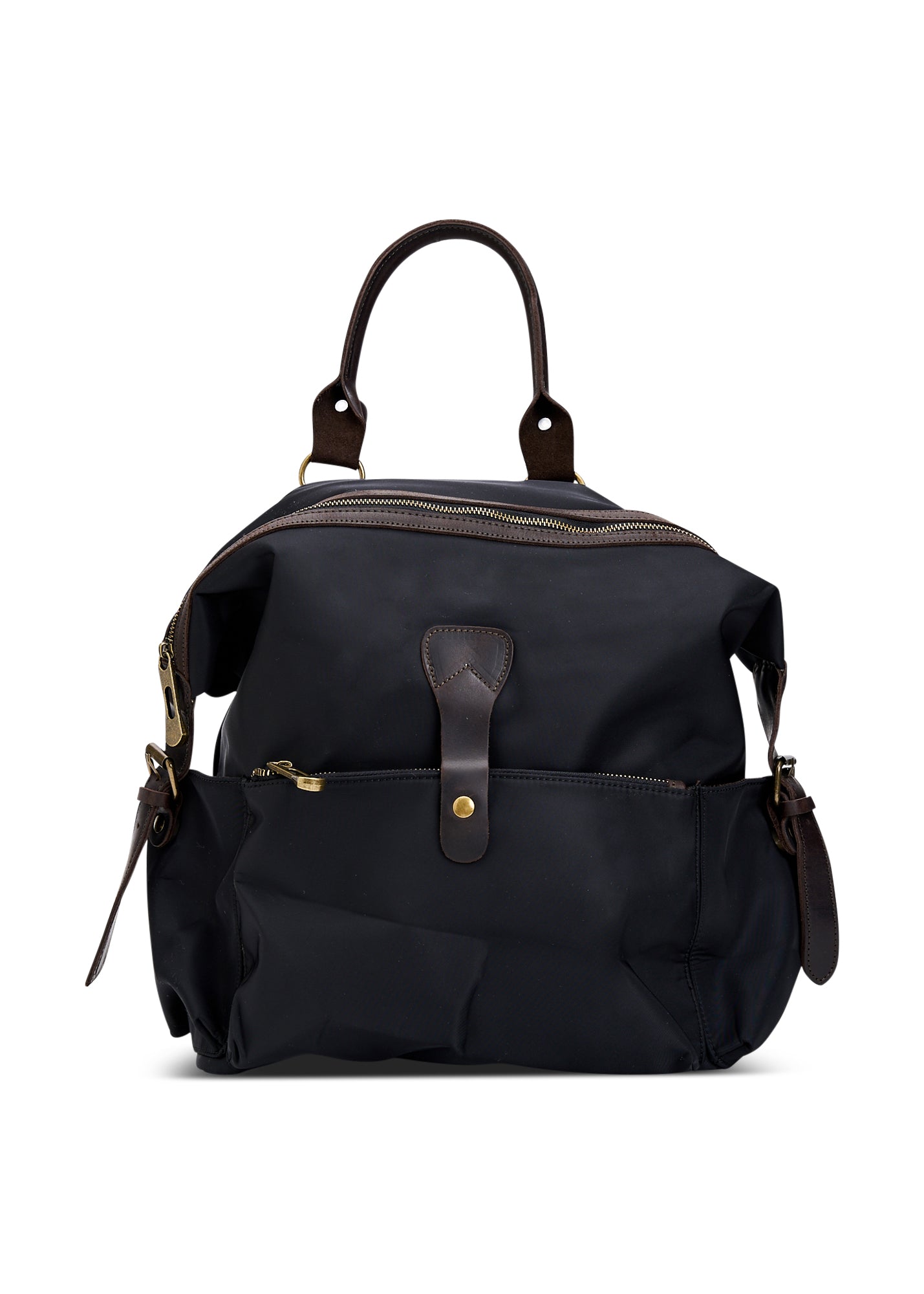 Black front pocket nylon backpack