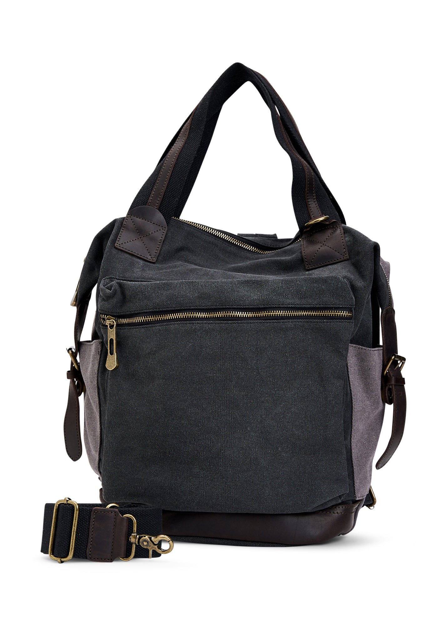 Large gray front pocket canvas backpack