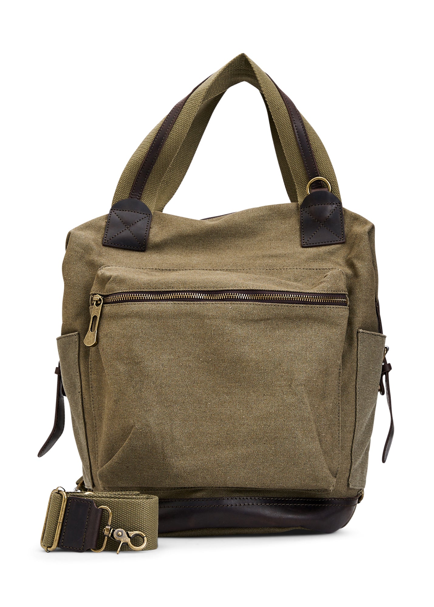 Green large front pocket canvas backpack