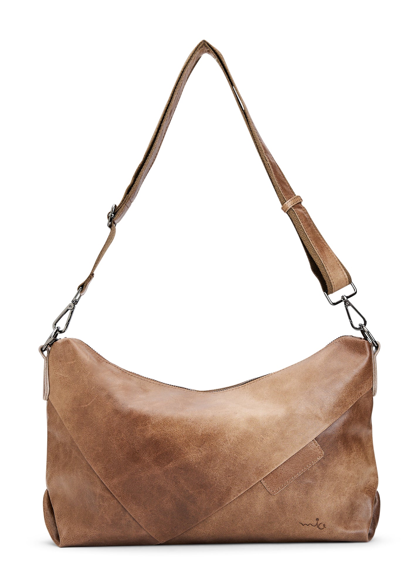 Medium leather side bag brown triangle cut