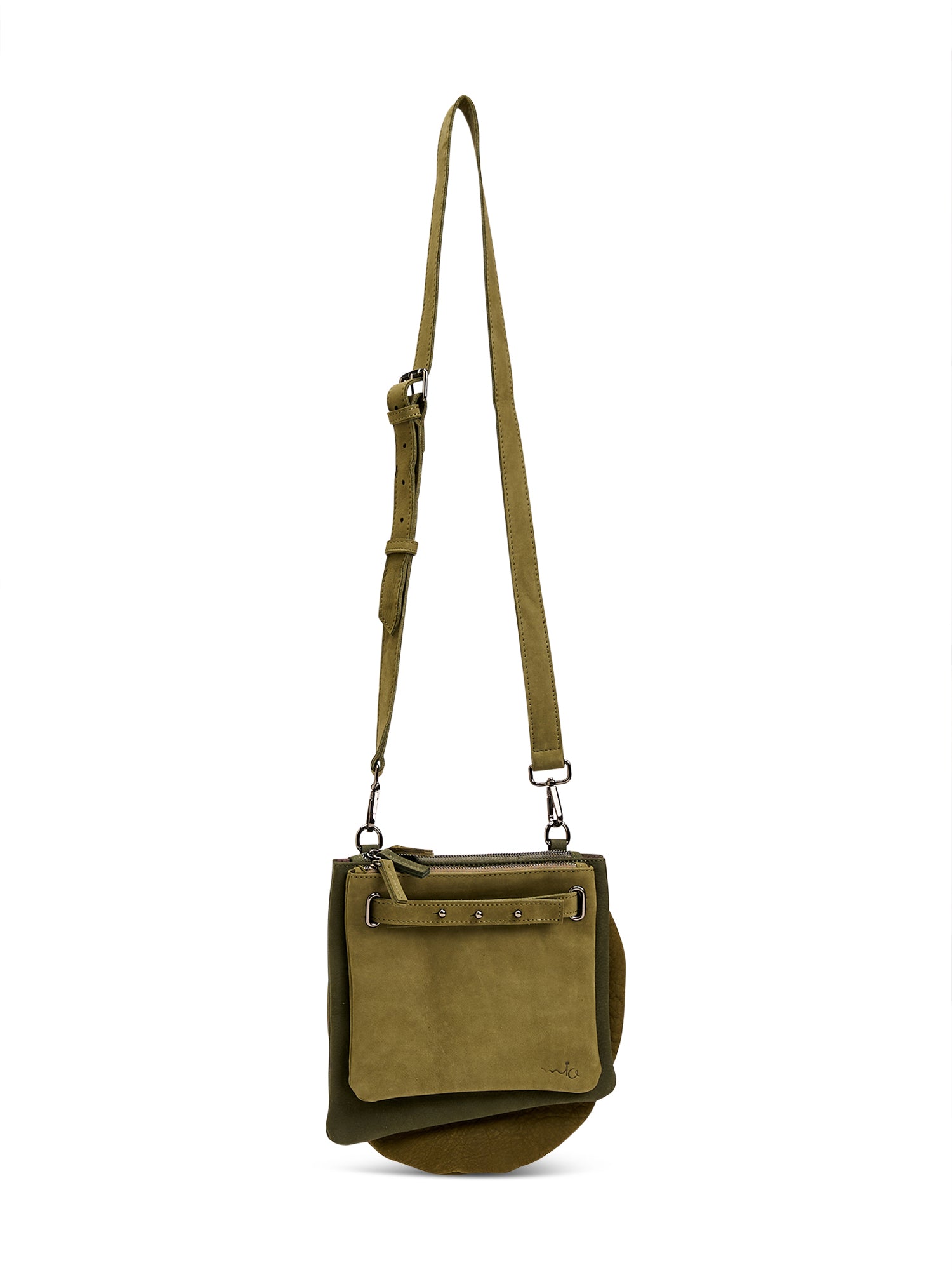 Green three-pocket leather evening bag