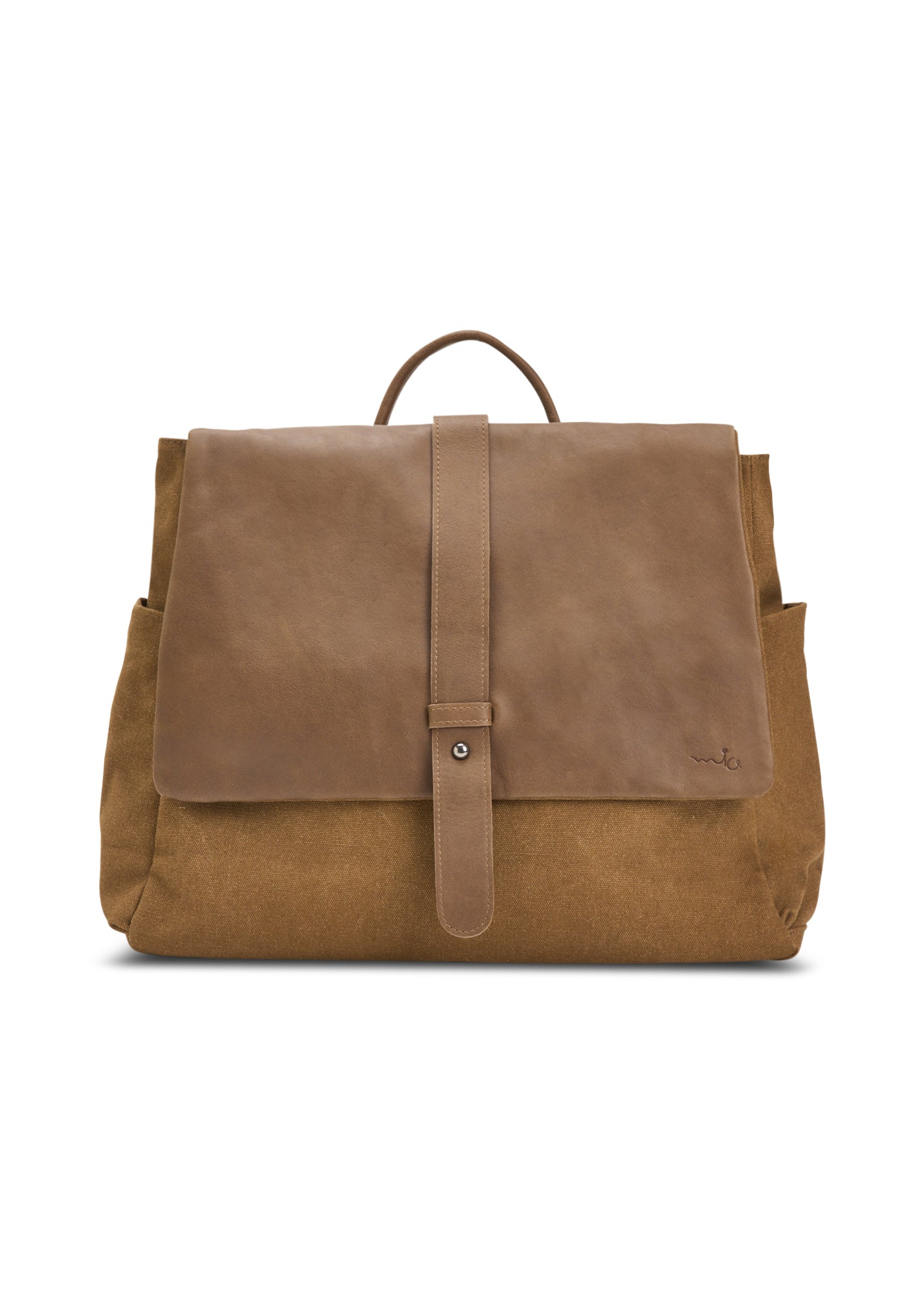 Brown Leather Clafa Canvas Backpack