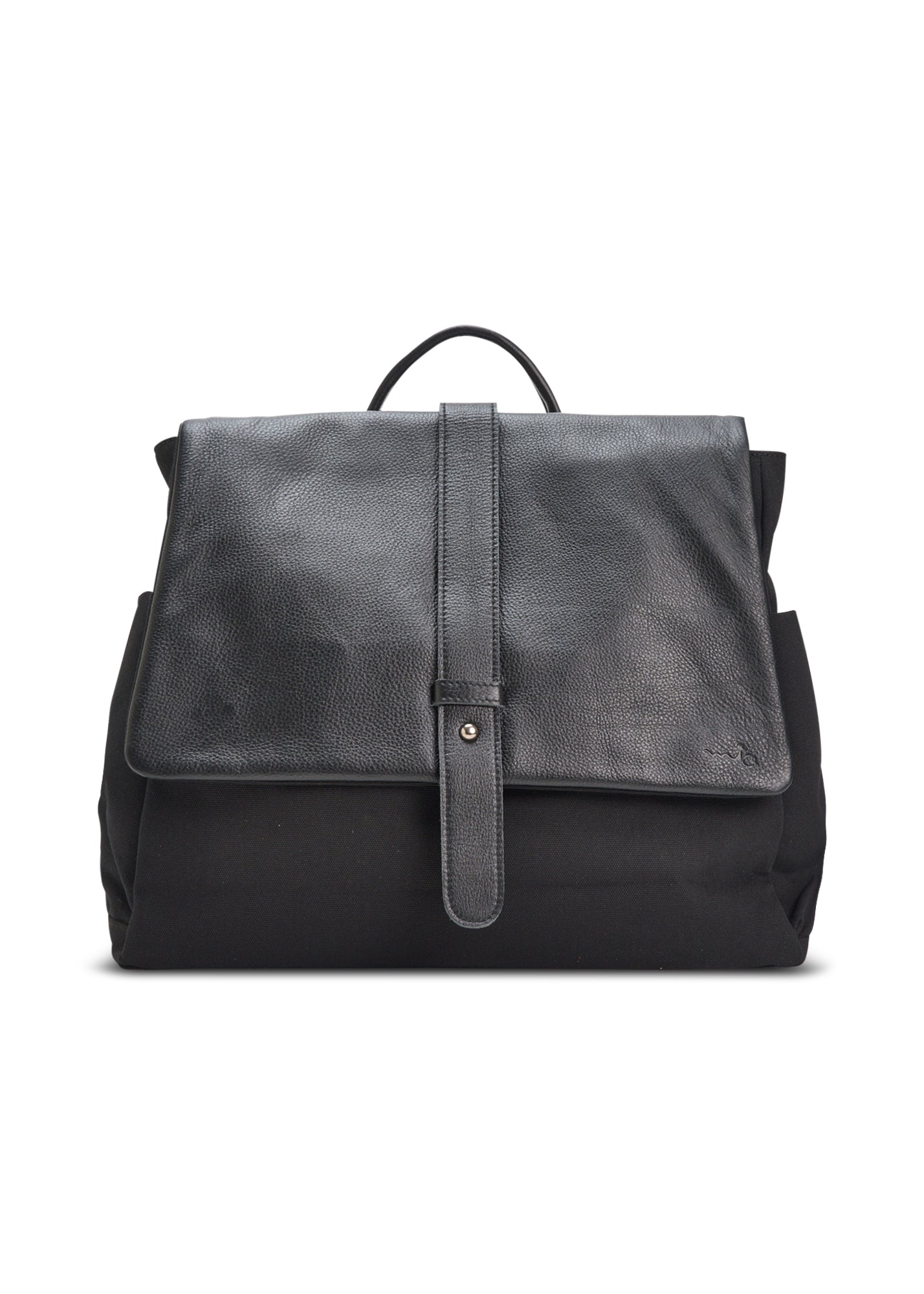 Black leather clafa canvas backpack