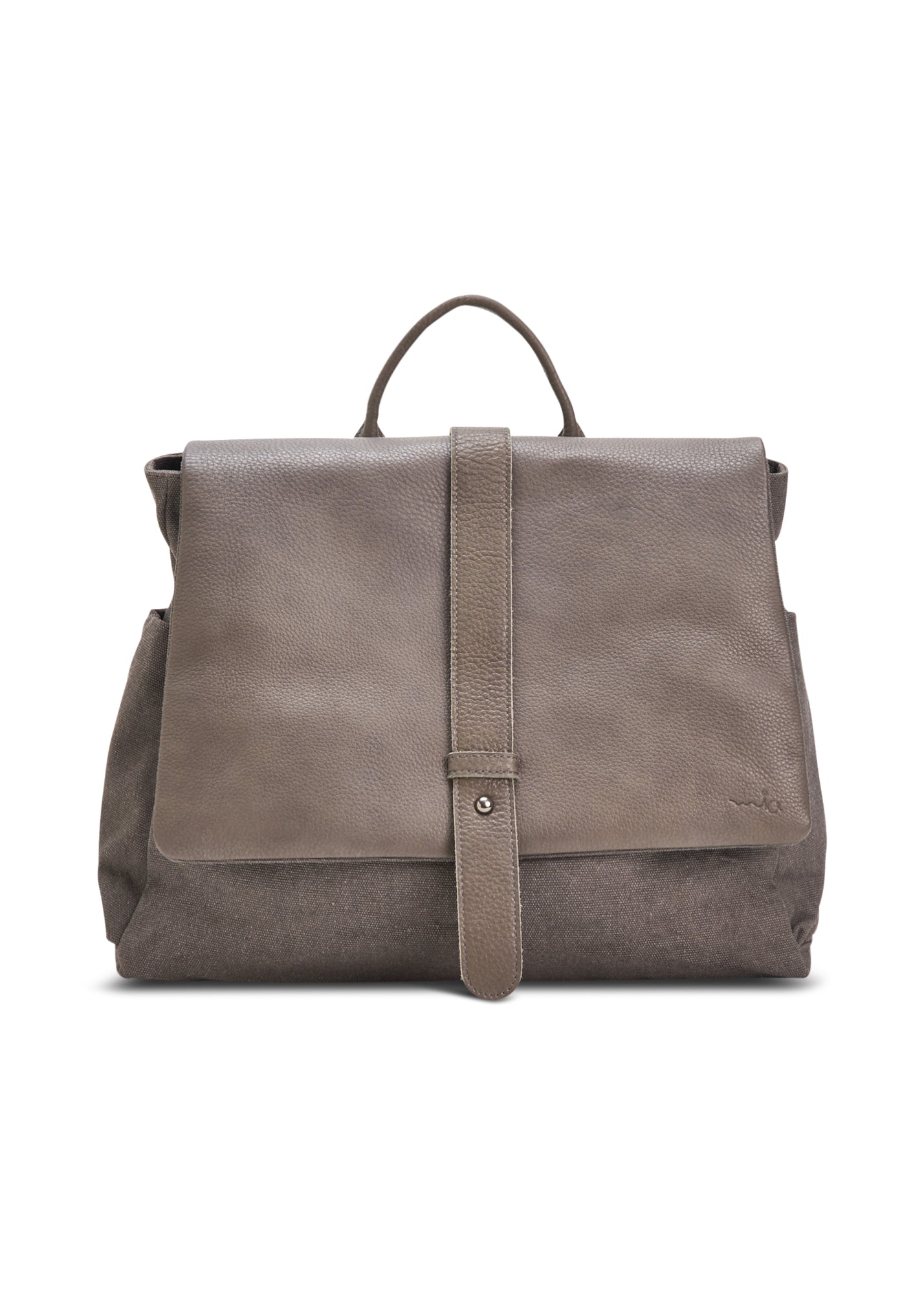 Gray Leather Clafa Canvas Backpack