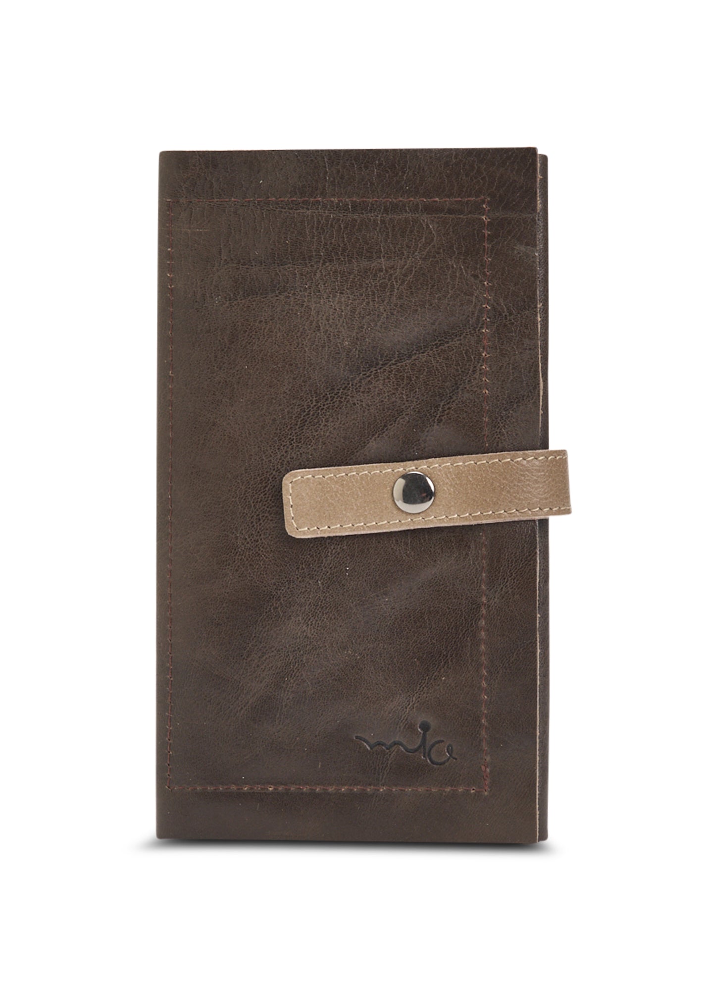 Brown leather wallet opening bag