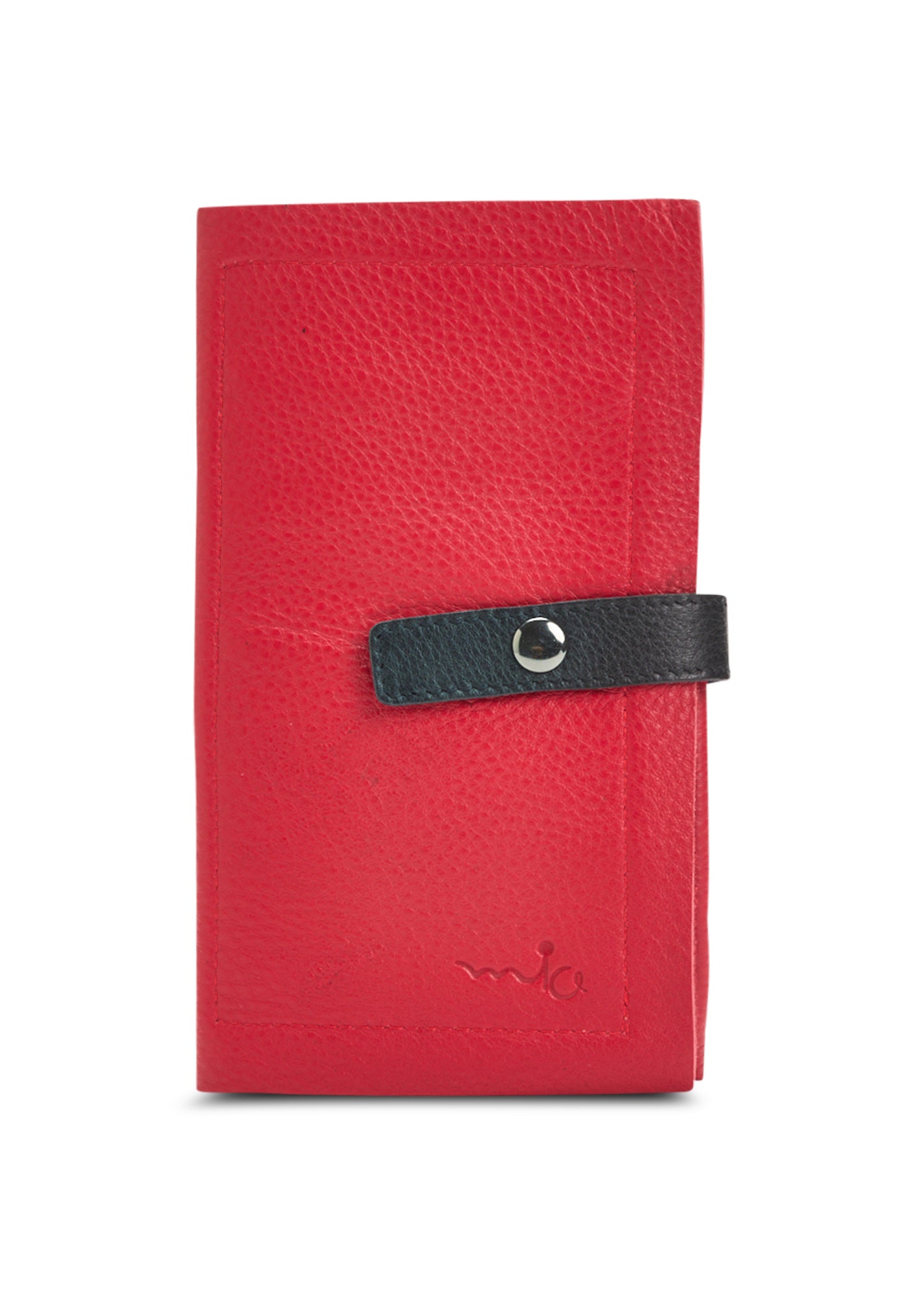 Leather wallet opening a red bag