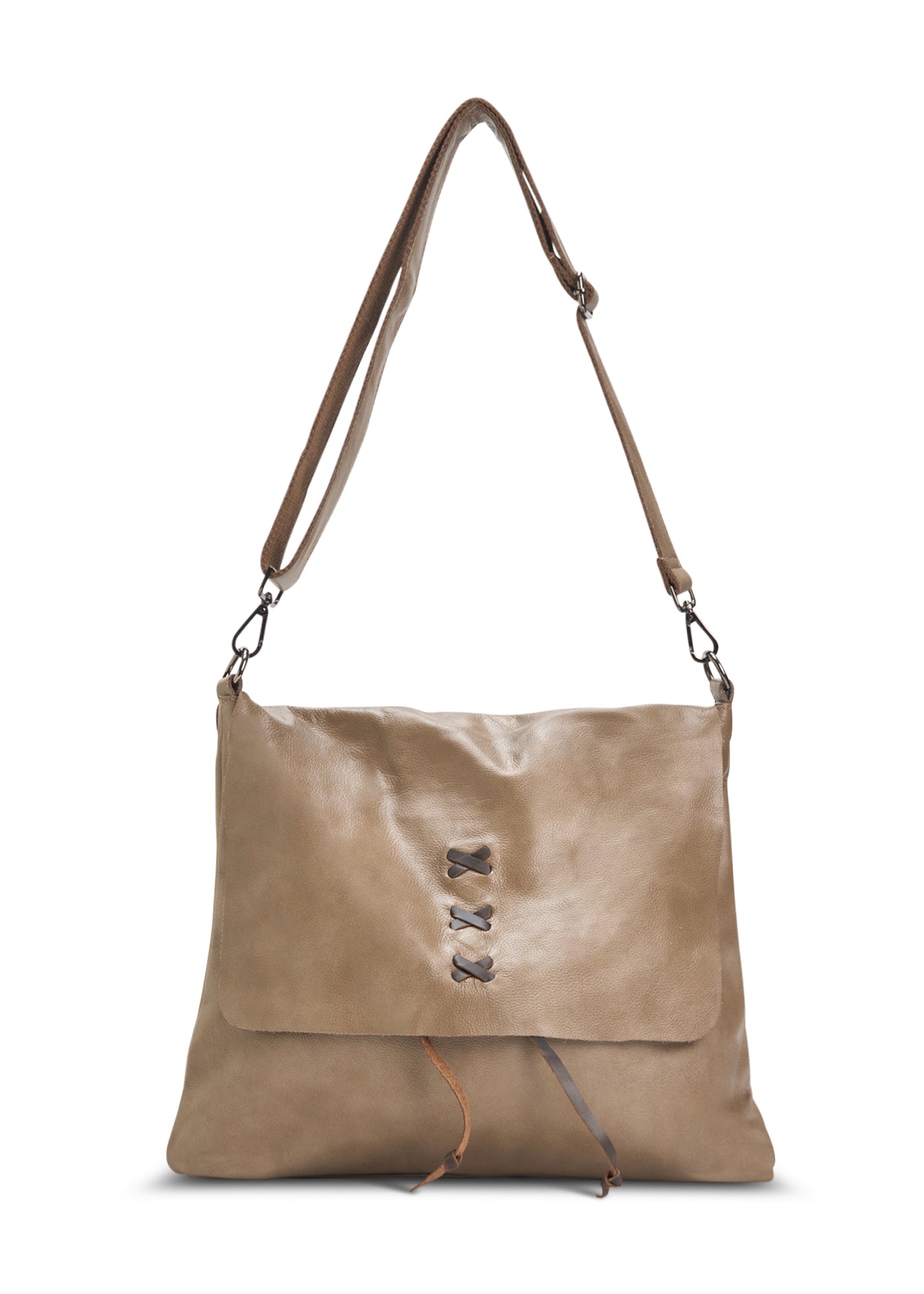 Brown x-side leather bag