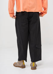 Wide leg pants straight pockets black