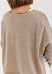 Beige fabric combination sweatshirt