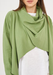 Short green wrap scarf top