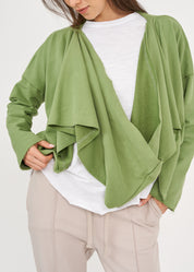 Short green wrap scarf top