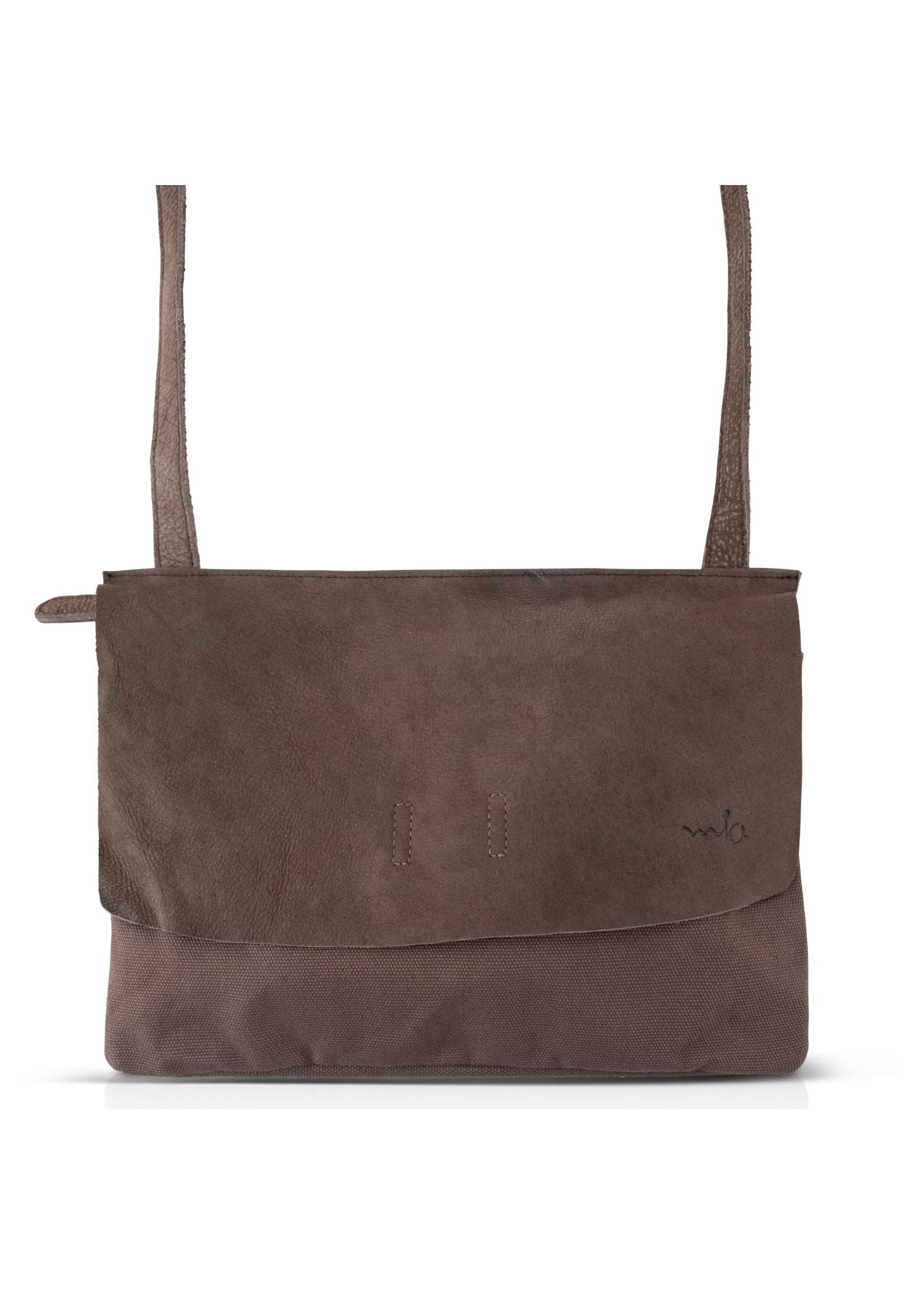 Medium square bag brown leather clafa canvas