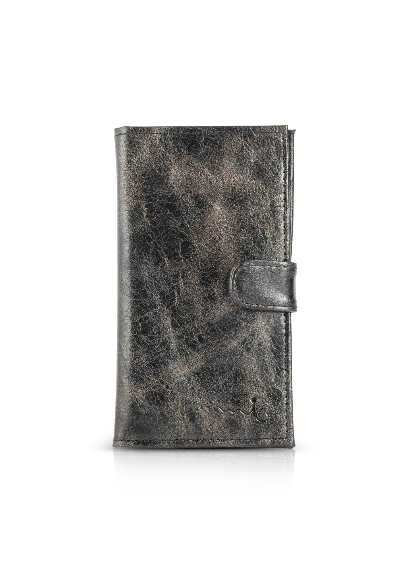 Leather wallet for credit cards black wash