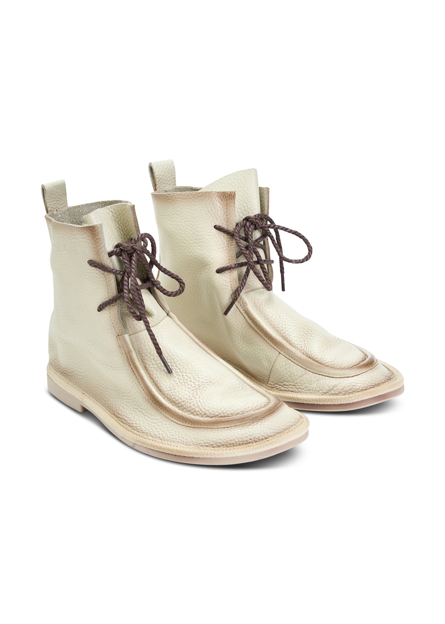 Wash soft leather boots with stone laces