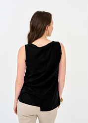 Black key asymmetric triangle ending tank top