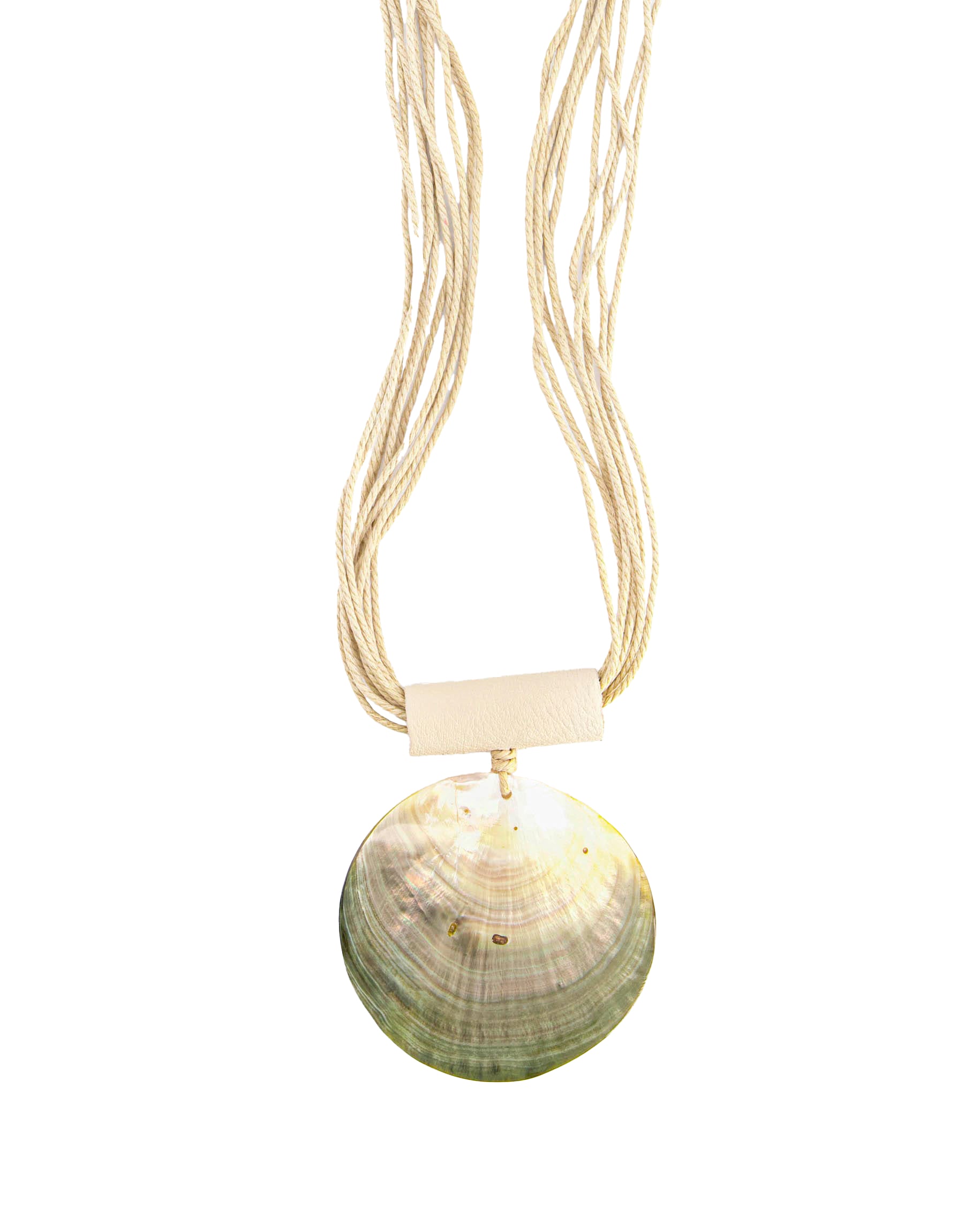 String necklace with dark beige shell pendant