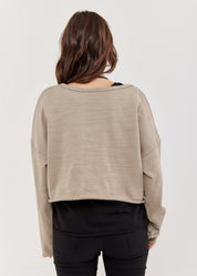 Long sleeve sweatshirt in crop stone cut