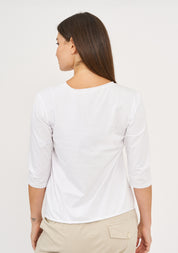 Diagonal stitching ends 3/4 white sleeve