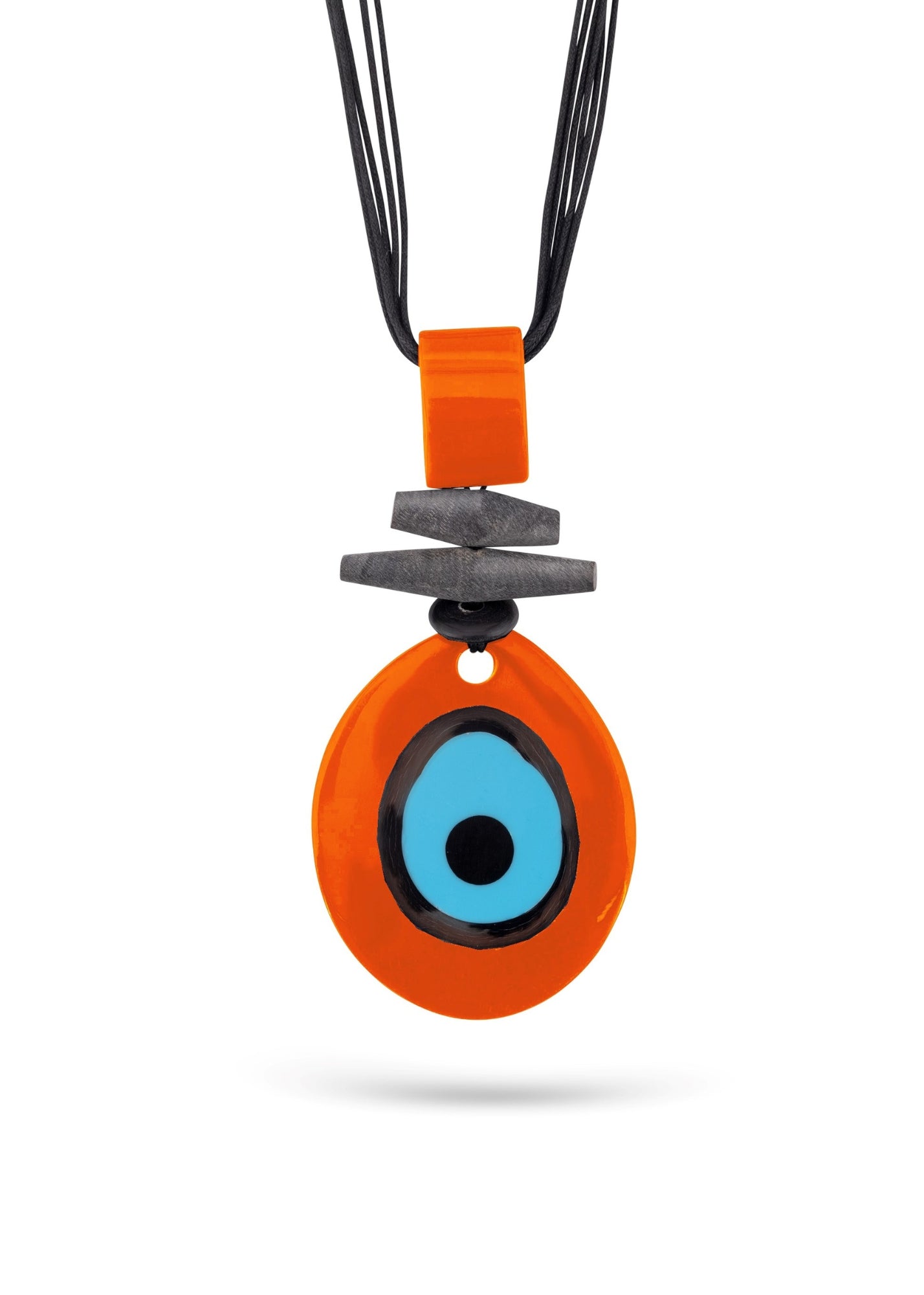 Orange resin eye oval necklace