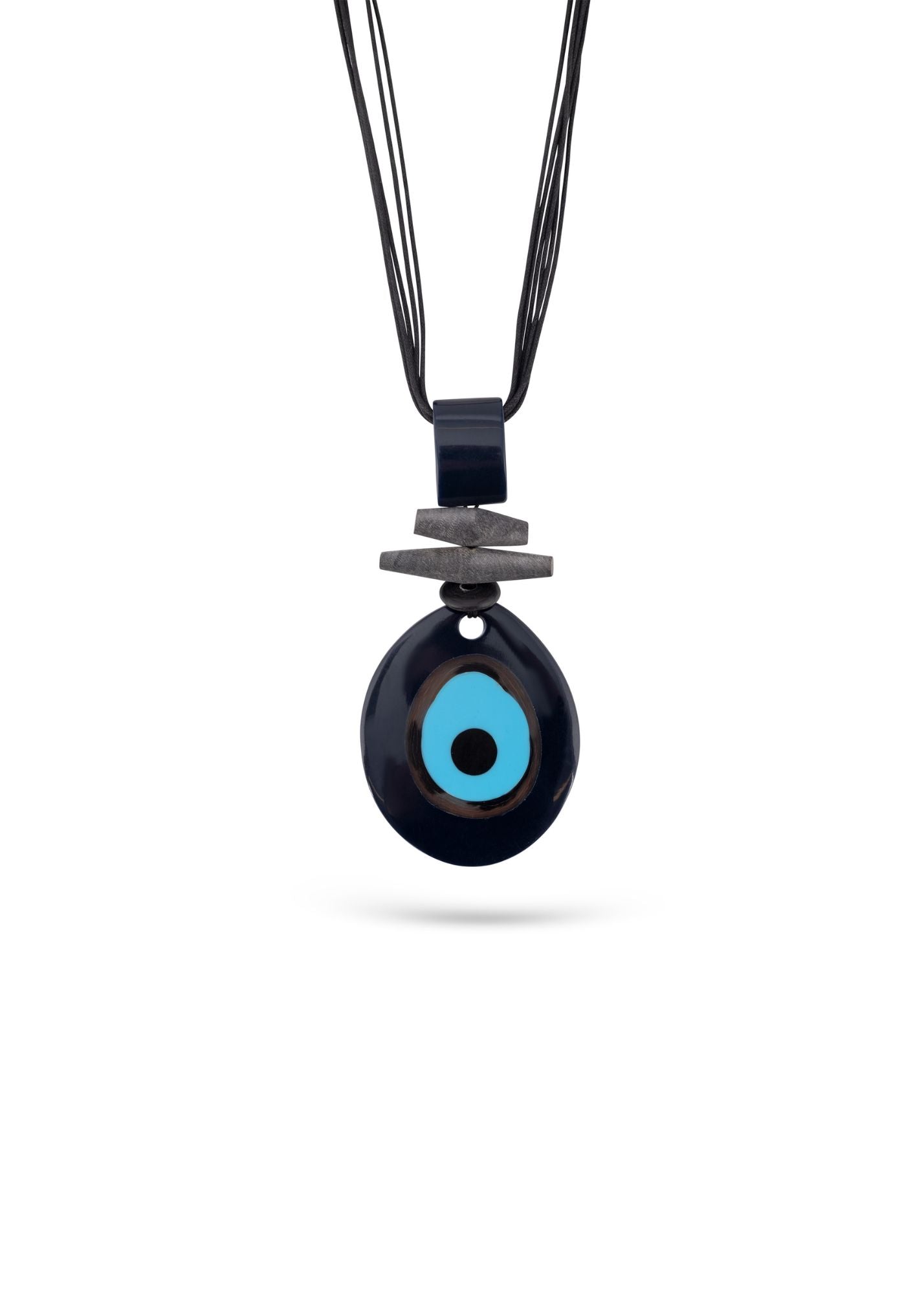 Dark blue resin eye oval necklace