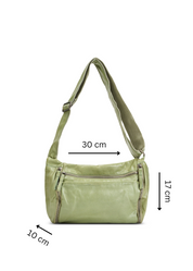 Green side pocket leather pouch bag