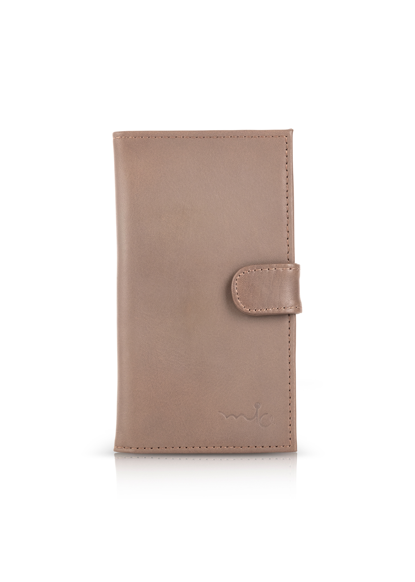 Beige leather credit card wallet