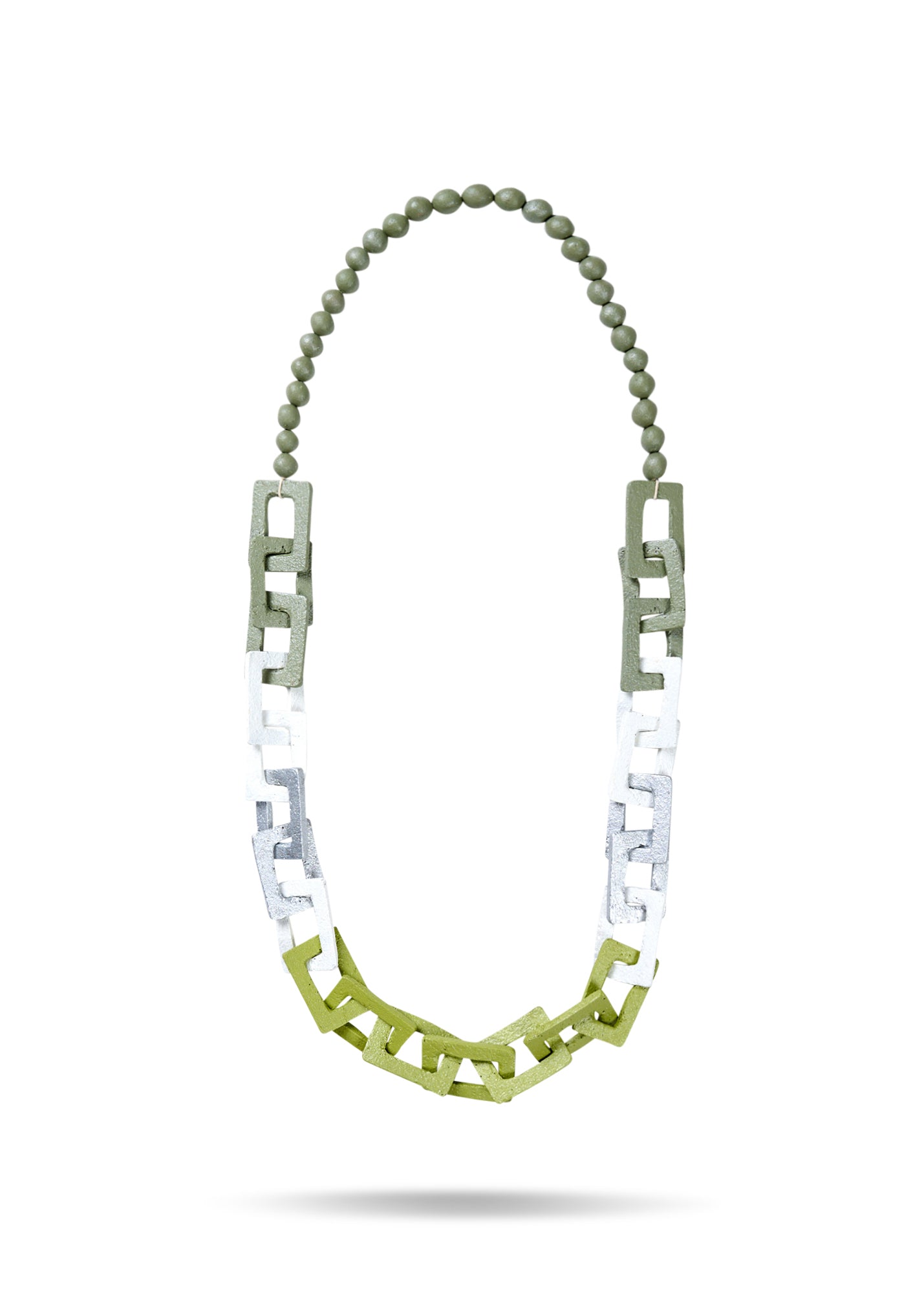 Green recycled paper loop necklace