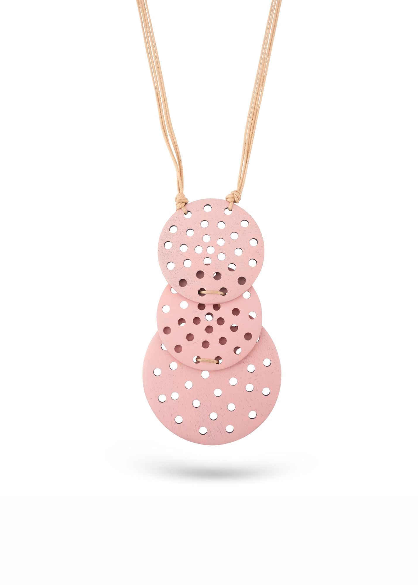 Orange perforated coconut disk necklace