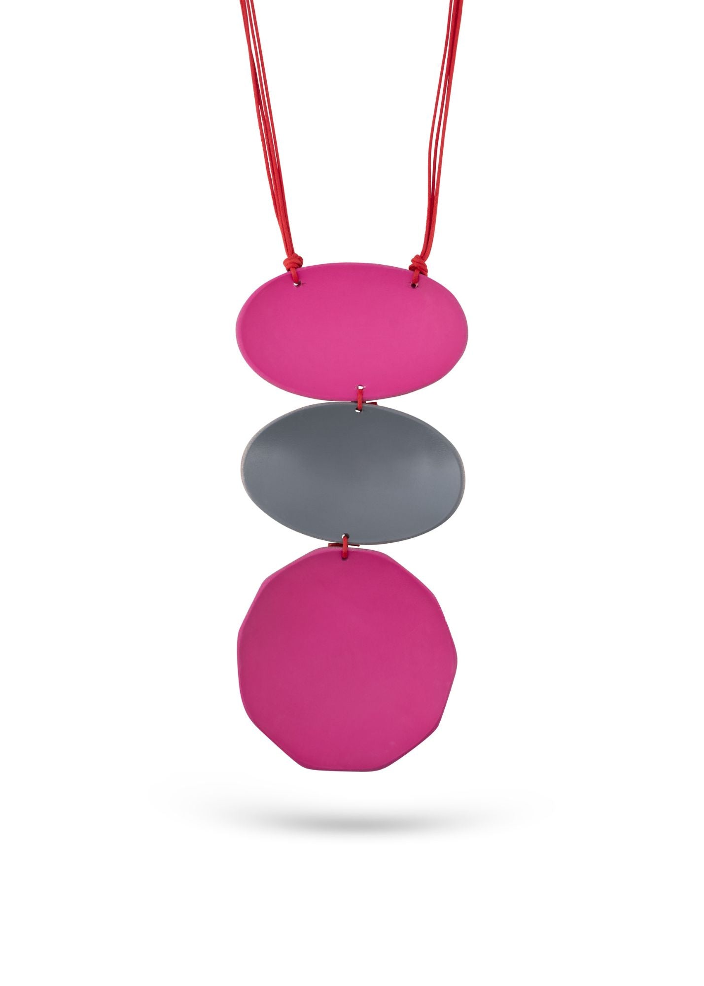 Fuchsia pink three-piece mango tree necklace