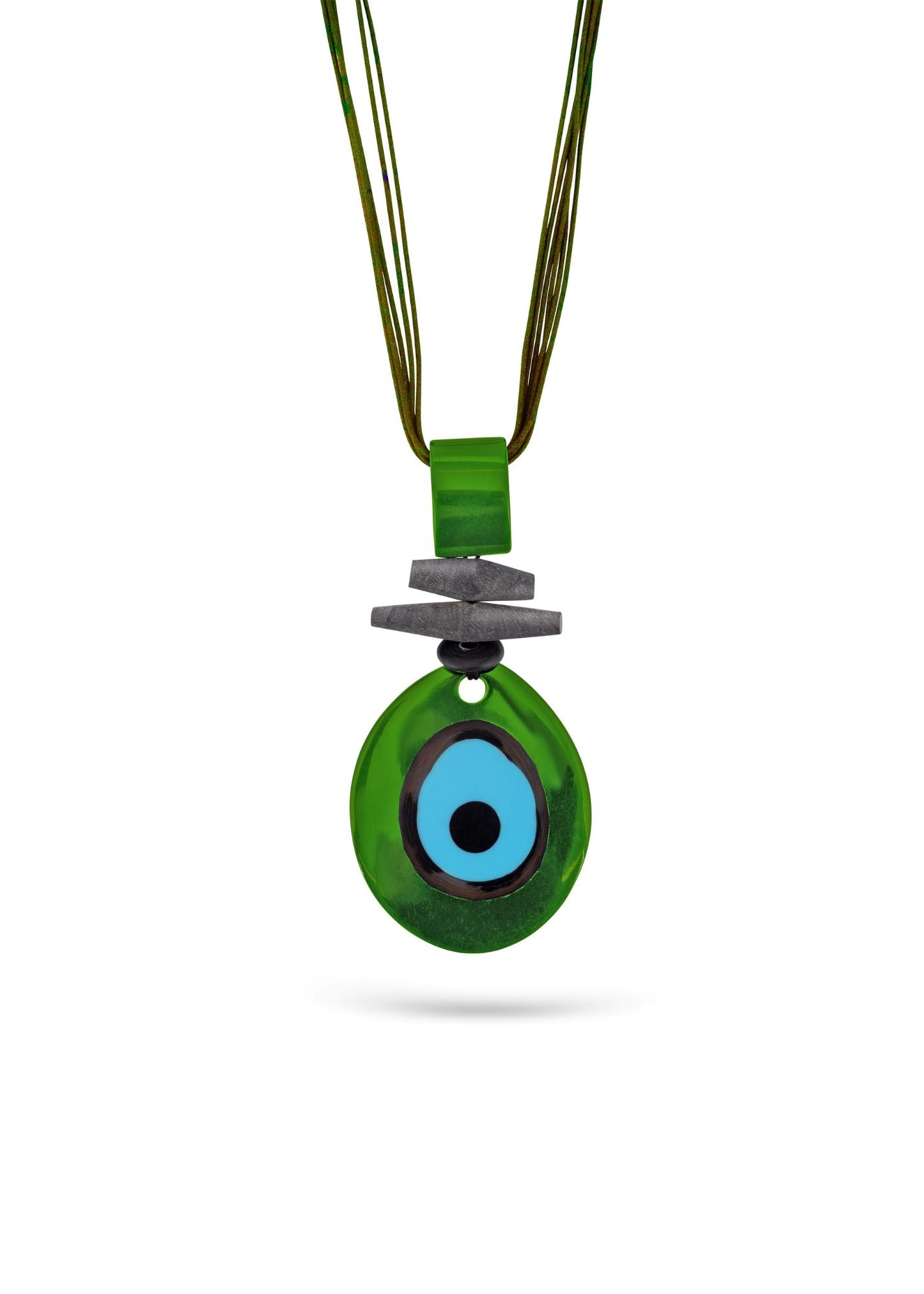 Green resin eye oval necklace