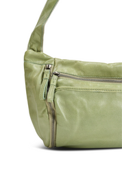 Green side pocket leather pouch bag