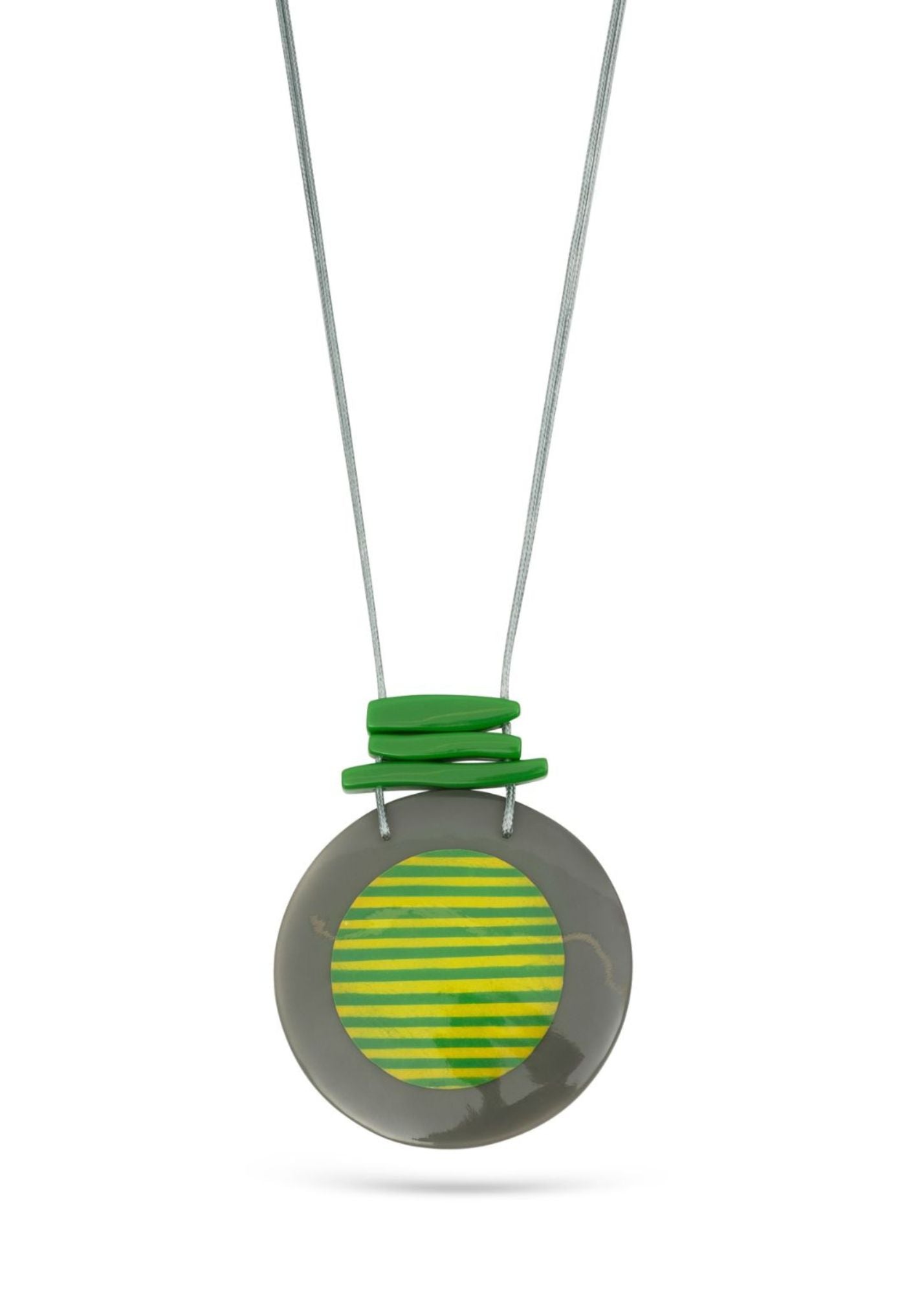 Green striped resin handmade necklace