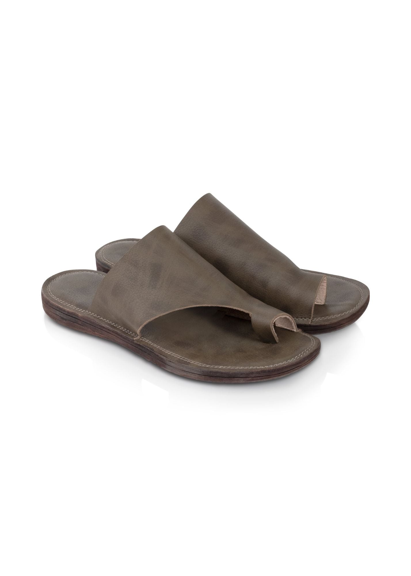 Brown soft leather flip flops