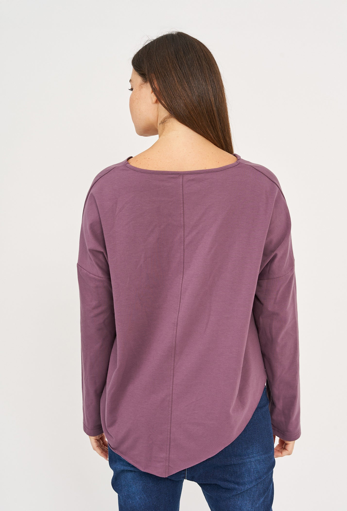 Purple triangle collar long sleeve shirt